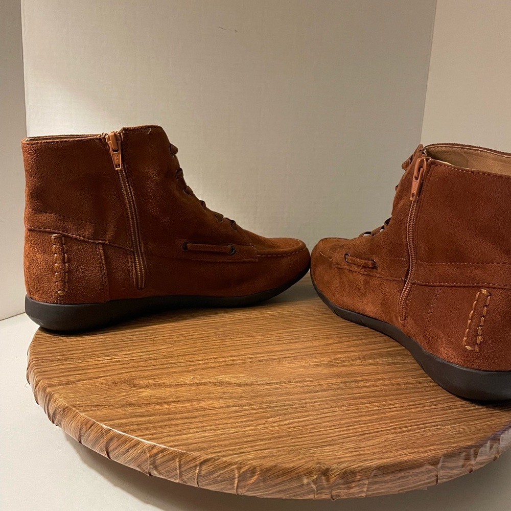 Comfortview Faux Suede Side Zip Bohemian Rust Ankle Bootie-10 - Picture 5 of 7